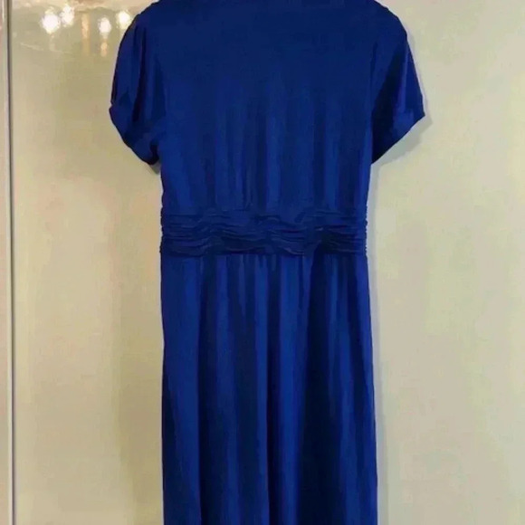 BCBG Cobalt Blue Ruched  Front Dress Size Large - Picture 9 of 10
